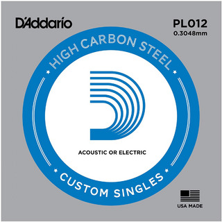 D'Addario PL012 アコギ／エレキギター兼用弦 Plain Steel 012 【バラ弦1本】