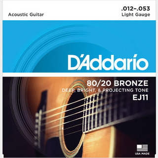 D'AddarioEJ11 80/20ブロンズ 12-53 ライトアコースティックギター弦