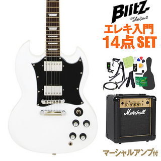 BLITZ BY ARIAPROII BSG-STD WH エレキギター初心者14点セット【マーシャルアンプ付き】 SGタイプ ホワイト