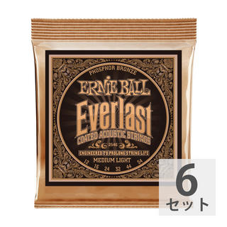 ERNIE BALL アーニーボール 2546 Everlast Coated PHOSPHOR BRONZE MEDIUM LIGHT アコースティックギター弦 ×6セット