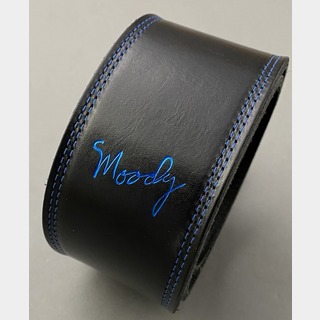 moody MOODY STRAPS Leather&Leather2.5" Standard -Black/Black- "Blue Stitch&Logo"【NEW】