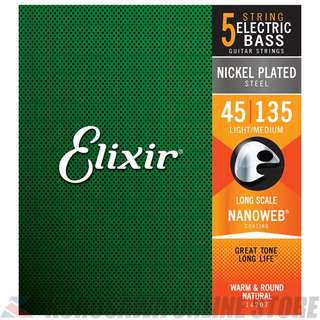 Elixir NANOWEB 5-String Light/Medium, Long Scale (.045 - .135) [14207] (ご予約受付中)【ネコポス】