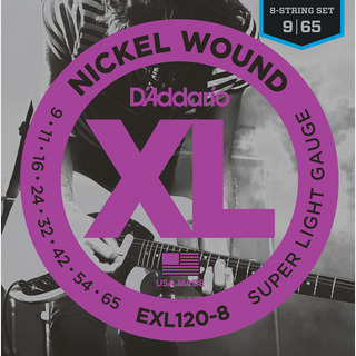 D'Addario EXL120/8 09-65 8-String スーパーライト8弦エレキギター弦