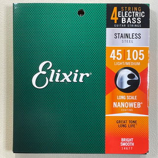 Elixir #14677 Stainless Steel NANO WEB Light/Medium 45-105【同梱可能】【ロングスケール】