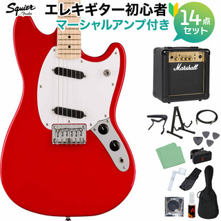 Squier by Fender SONIC MUSTANG Torino Red エレキギター初心者14点セット【マーシャルアンプ付き】 ムスタング