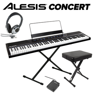 ALESIS Concert スタンド+イス+ヘッドホンセット 電子ピアノ フルサイズ・セミウェイト88鍵盤 【Recital上位機種】