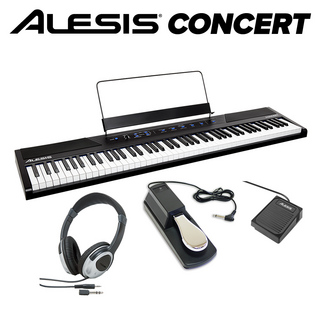 ALESISConcert 本格ペダル+ヘッドホンセット 電子ピアノ フルサイズ・セミウェイト88鍵盤 【Recital上位機種】