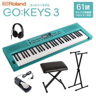 Roland GO:KEYS3 TQ ポータブルキーボード 61鍵盤 ヘッドホン・Xスタンド・Xイス・ダンパーペダルセット