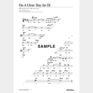 楽譜 On A Clear Day（in D）