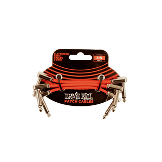 ERNIE BALL アーニーボール P06401 3" Flat Ribbon Patch Cable 3-Pack - Red パッチケーブル 3本セット