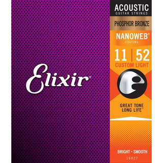 ElixirNANOWEB フォスファーブロンズ 11-52 カスタムライト #16027アコースティックギター弦