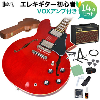 Burny SRSA65 Cherry エレキギター初心者14点セット VOXアンプ付 セミアコ ES-335タイプ