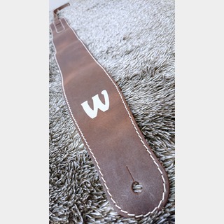 WarwickTeambuilt Genuine Leather Bass Strap - Brown, Silver Embossing
