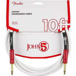 Fender John 5 10 Feet Instrument Cable White/Red [ギターケーブル][約3ｍ]【WEBSHOP】