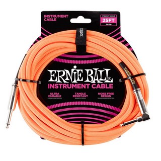 ERNIE BALLBraided Instrument Cable 25ft S/L (Neon Orange) [#6067]