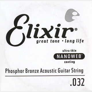 Elixirエリクサー 14132 032弦 アコースティックギター用 バラ弦 NANOWEB フォスファーブロンズ×4本