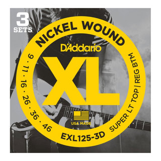 D'Addario ダダリオ EXL125-3D エレキギター弦/3セットパック
