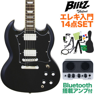 BLITZ BY ARIAPROIIBSG-STD BK エレキギター初心者14点セット【Bluetooth搭載ミニアンプ付き】 SGタイプ ブラック