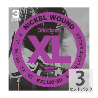 D'Addario ダダリオ 【3セットパック】 D'Addario 09-42 EXL120-3D Super Light エレキギター弦