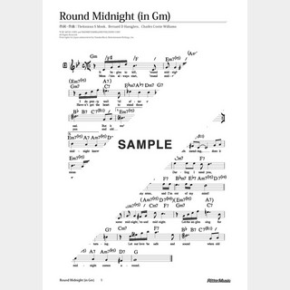 楽譜 Round Midnight（移調バージョン in Gm）