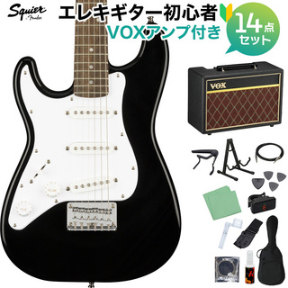 Squier by Fender Mini Stratocaster Left-Handed Black エレキギター 初心者14点セット 【VOXアンプ付き】 ミニサイズ