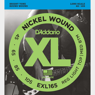 D'Addario XL NICKEL REG LIGHT TOP/MED BTM  EXL165【45-105/エレキベース弦】
