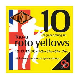 ROTOSOUNDR10-8 Roto Yellows 8-String Regular 10-74 8弦エレキギター弦