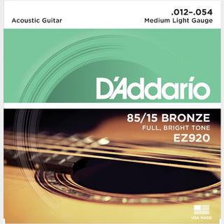 D'Addario 85/15 AMERICAN BRONZE MEDIUM LIGHT EZ920【12-54/アコースティックギター弦】