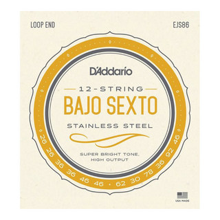D'Addarioダダリオ EJS86 Bajo Sexto Stainless Steel set strings バホセクスト弦 12弦セット