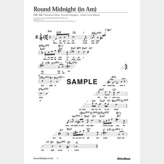 楽譜 Round Midnight（移調バージョン in Am）