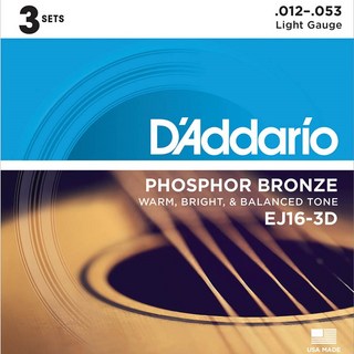D'Addario EJ16-3D [Phosphor Bronze Light Multi-Packs]