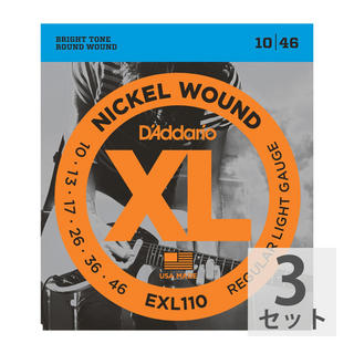 D'Addario ダダリオ 【3セット】 D'Addario 10-46 EXL110 Regular Light エレキギター弦