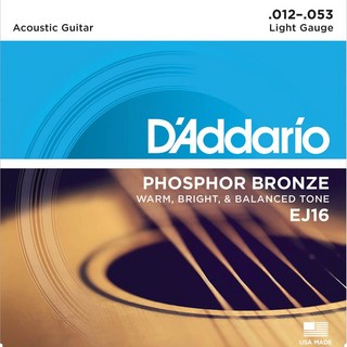 D'Addario Phosphor Bronze Acoustic Guitar Strings EJ16 [Light]