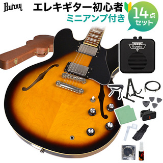 Burny SRSA65 BS エレキギター初心者14点セット 【ミニアンプ付き】 セミアコ ホロウボディ