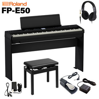 RolandFP-E50-BK 電子ピアノ 88鍵盤 専用スタンド・高低自在イス・ダンパーペダル・ヘッドホン
