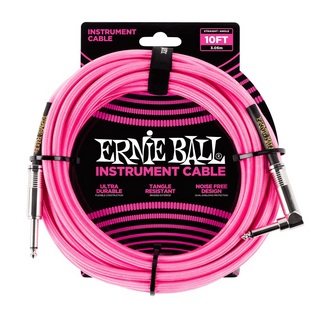 ERNIE BALL アーニーボール 6078 Braided Straight Angle Instrument Cable  Neon Pink ギターケーブル
