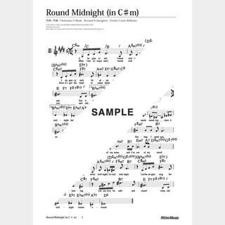 楽譜 Round Midnight（移調バージョン in C#m）