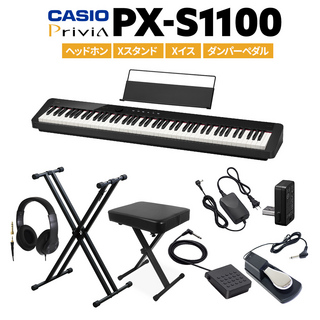 CasioPX-S1100 BK ブラック 電子ピアノ 88鍵盤 ヘッドホン・Xスタンド・Xイス・ダンパーペダルセット