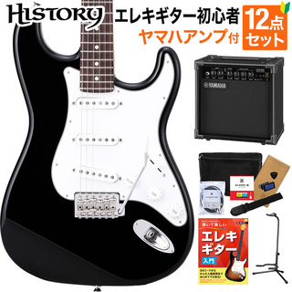 HISTORYHST-Standard BLK Black エレキギター 初心者12点セット ヤマハアンプ付