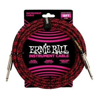 ERNIE BALL Braided Instrument Cable 18ft S/S (Red/Black) [#6396]