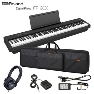 Roland 電子ピアノ FP-30X ブラック 88鍵デジタルピアノ「本体ケース/ヘッドフォン」セット ローランド