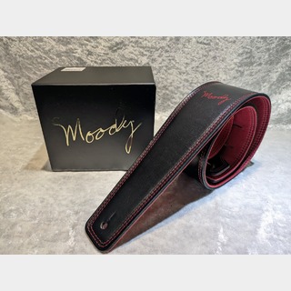 moody MOODY STRAP 2.5" LEATHER BACKED GUITAR STRAP -BLACK/RED 