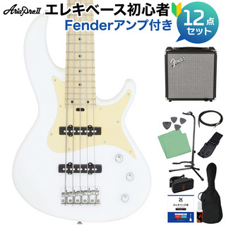 Aria Pro II RSB-618/5 WH 5弦ベース初心者12点セット【Fenderアンプ付】 ジャズベースタイプ