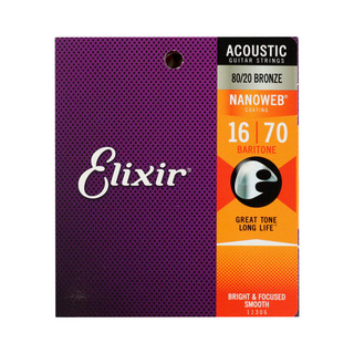 Elixirエリクサー 11306 NANOWEB Baritone Acoustic 16-70 バリトン アコースティックギター弦