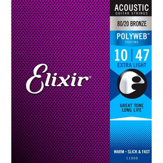 ElixirPOLYWEB 80/20ブロンズ 10-47 エクストラライト #11000アコースティックギター弦