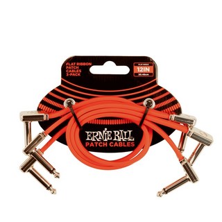 ERNIE BALL FLAT RIBBON PATCH CABLE 12IN #6403 - RED - 3 PACK