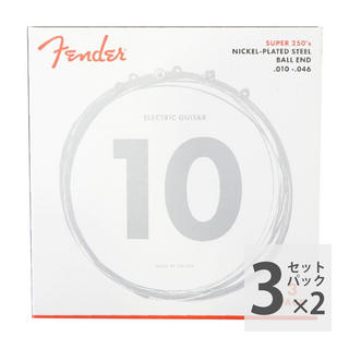 Fender フェンダー Super 250's Nickel-Plated Steel 250R 10-46 3 pack エレキギター弦 1箱3セット入り×2箱