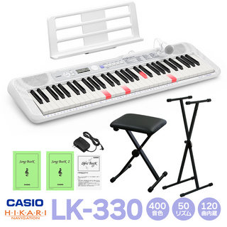 Casio LK-330 光ナビゲーションキーボード 61鍵盤 スタンド・イスセット 【LK-325後継品】