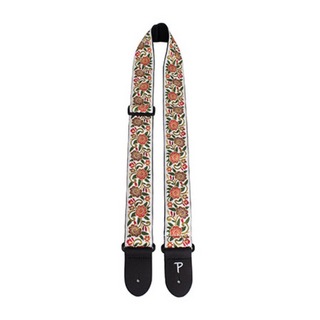 Perri'sTWS-7584 2インチ White With Floral Trail Jacquard Guitar Strap With Triglide ギターストラップ