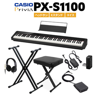 CasioPX-S1100 BK ブラック 電子ピアノ 88鍵盤 ヘッドホン・Xスタンド・Xイスセット 【PX-S1000後継品】